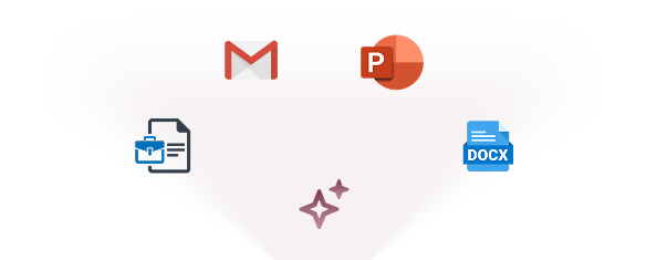 Email, presentation, document and other content format icons